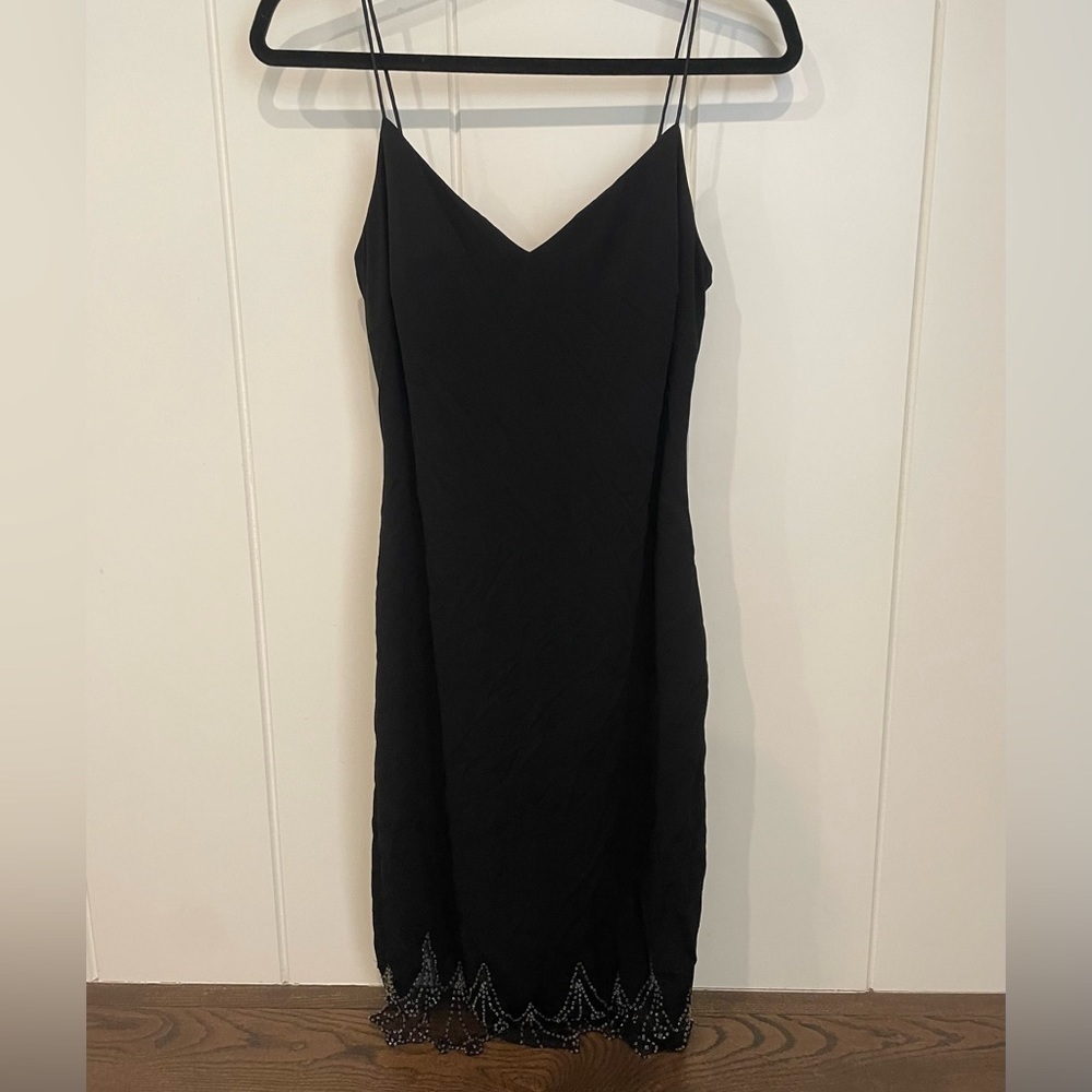 Lillie Rubin Black Cocktail Dress w/ Beaded Hem Women’s Size 6